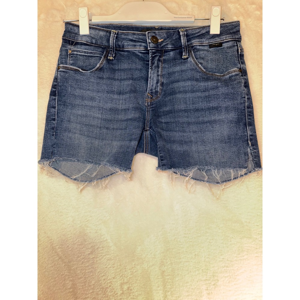 Mavi Gold Adriana Denim Shorts Womens Mid Rise‎ Super Skinny Raw Hem Blue 28